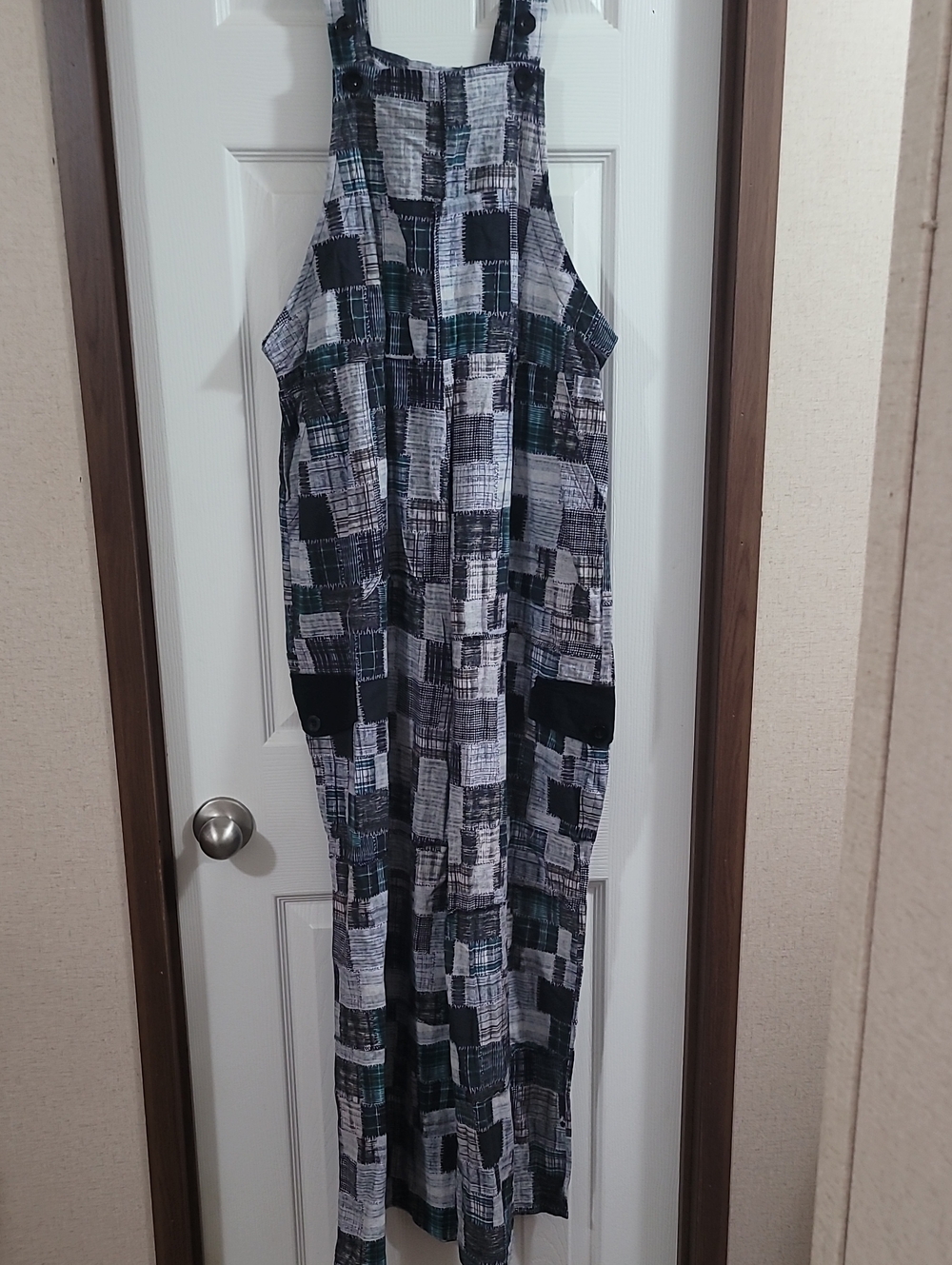 Yak & Yeti Plaid Patchwork Overalls Jumpsuit - Black & Gray